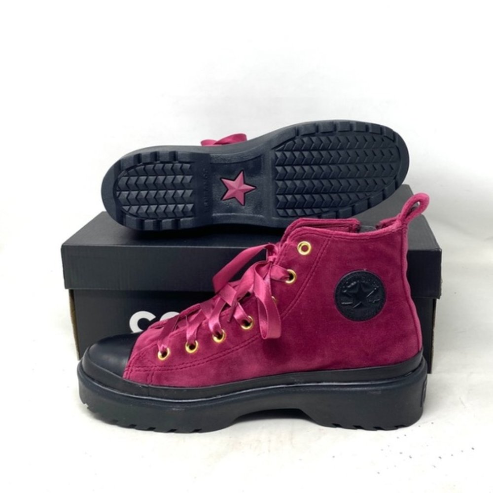 Converse Chuck Taylor Lugged Lift Platform Shoes Women Kids Velvet Berry A05442C - Picture 5 of 11